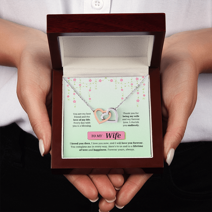 To My Wife | Loved You Then, Love You Forever | Interlocking Hearts Necklace