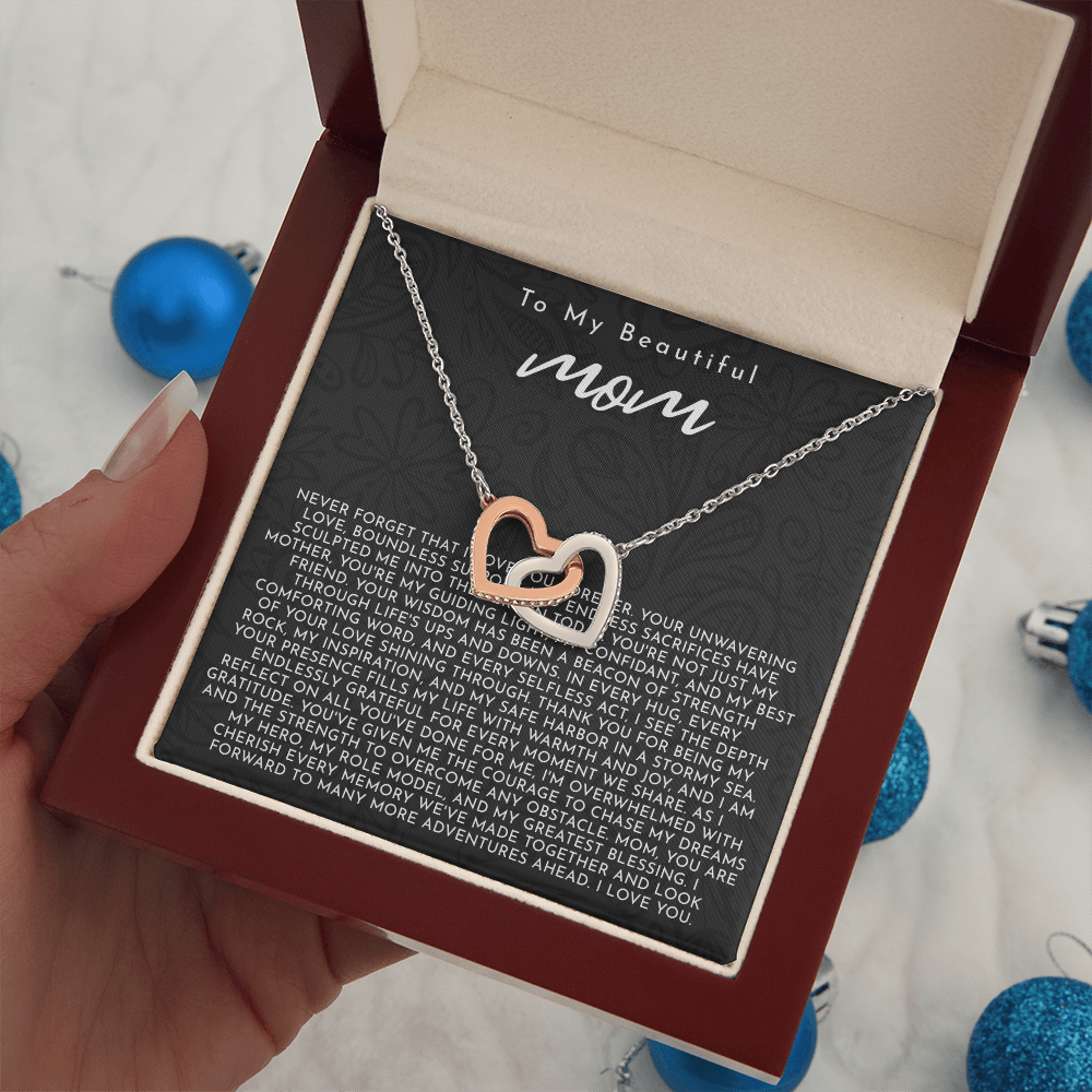 To My Mom | My Guiding Light | Interlocking Hearts Necklace
