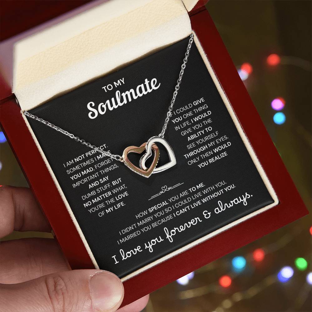 To My Soulmate | A Meaningful Love Gift | Interlocking Hearts Necklace