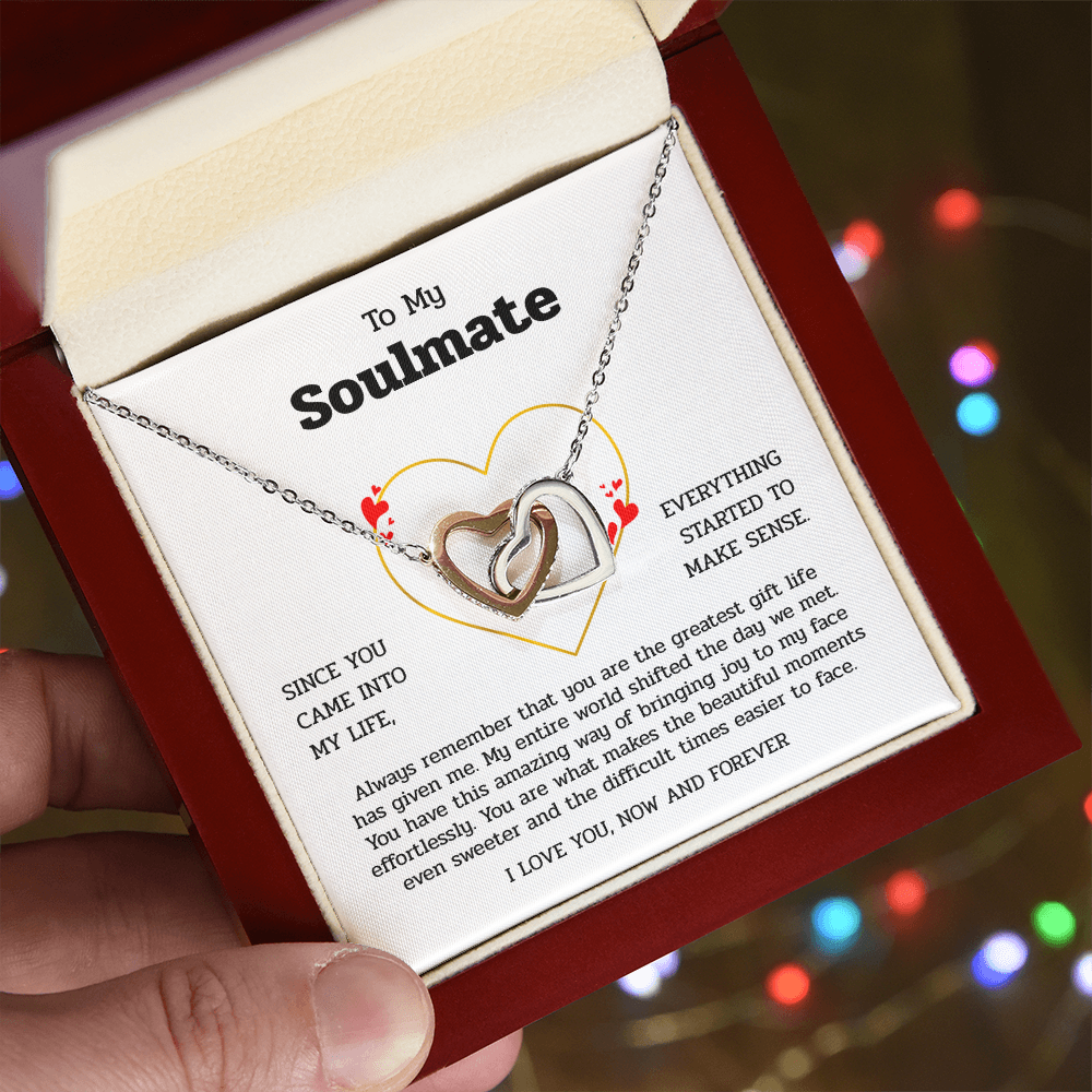 To My Soulmate | You Are My Greatest Gift | Interlocking Hearts Necklace