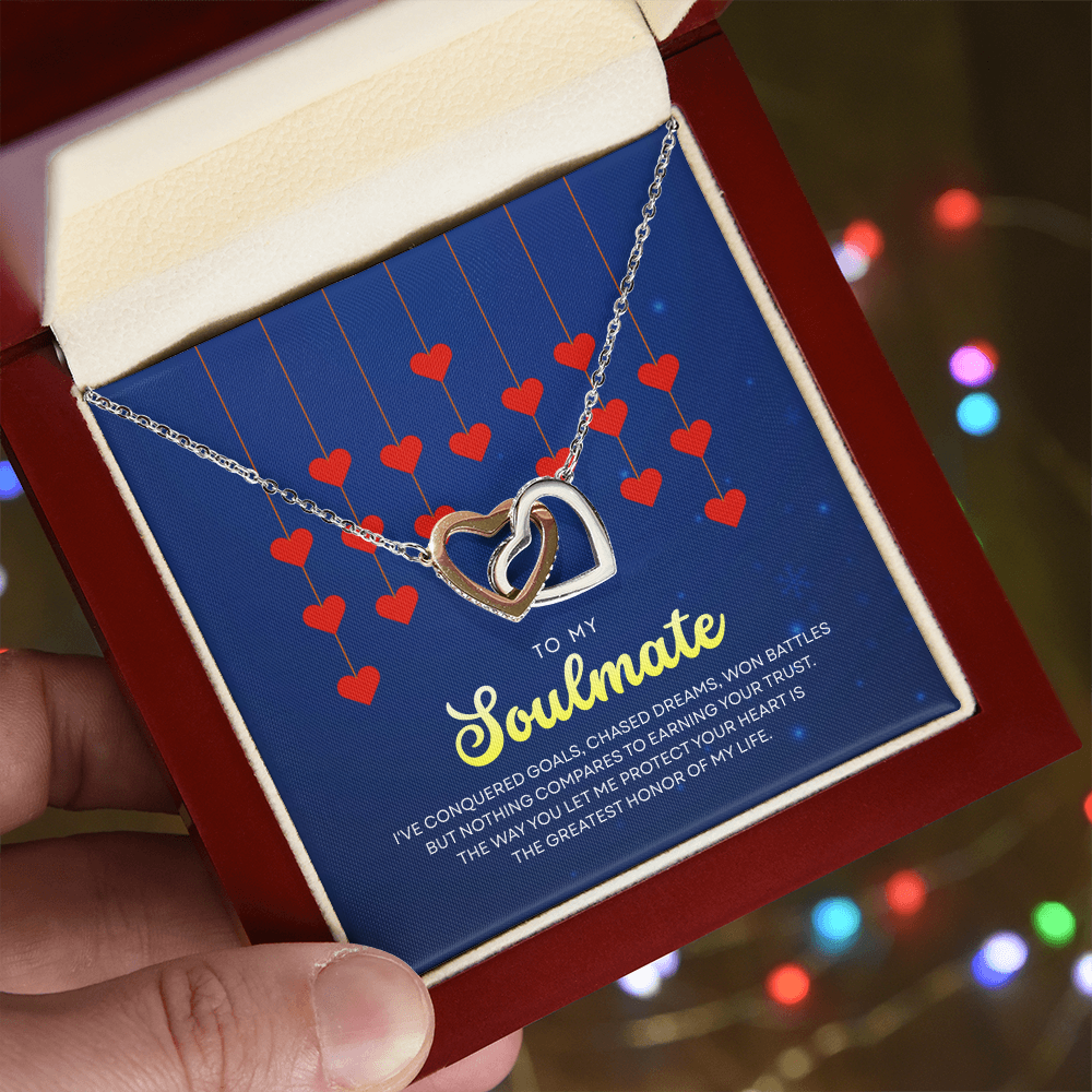 To My Soulmate | With You, Love Makes Sense | Interlocking Hearts Necklace