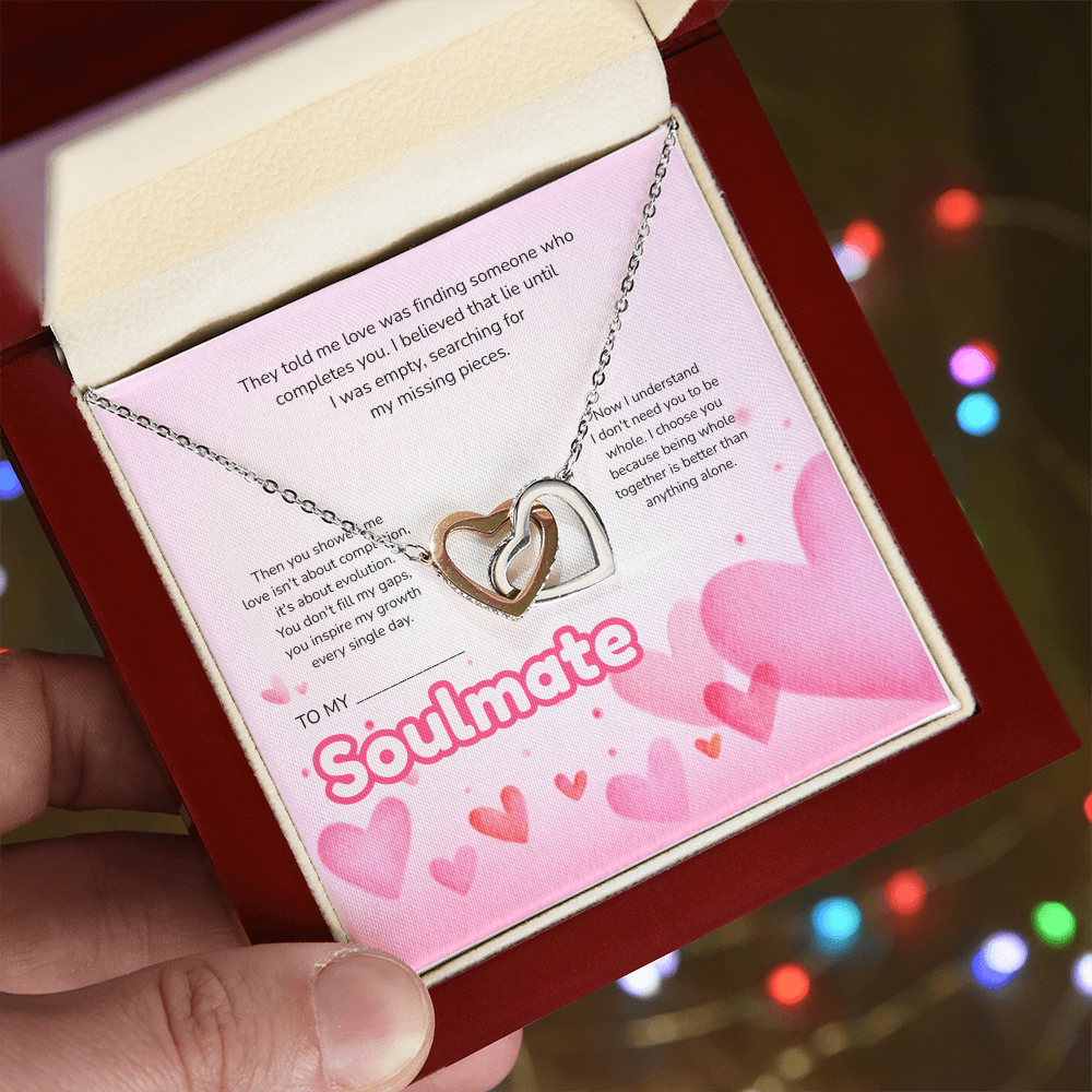To My Soulmate | Love Led Me to You | Interlocking Hearts Necklace