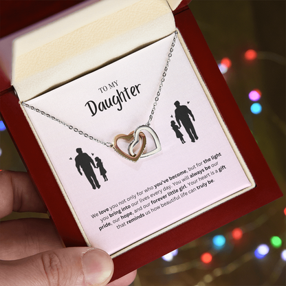 To My Daughter | You Make Life More Beautiful | Interlocking Hearts Necklace