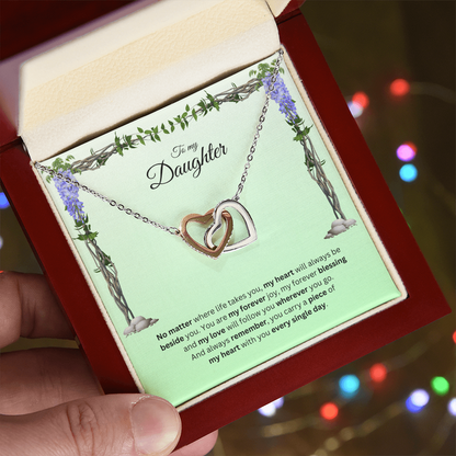 To My Daughter | Your Journey Inspires Me Always | Interlocking Hearts Necklace