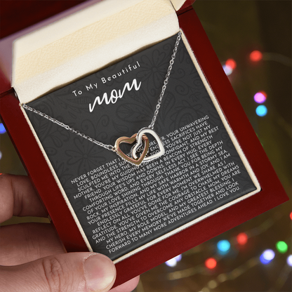 To My Mom | My Guiding Light | Interlocking Hearts Necklace