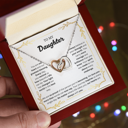 To My Daughter | Proud of the Person You're Becoming | Interlocking Hearts Necklace