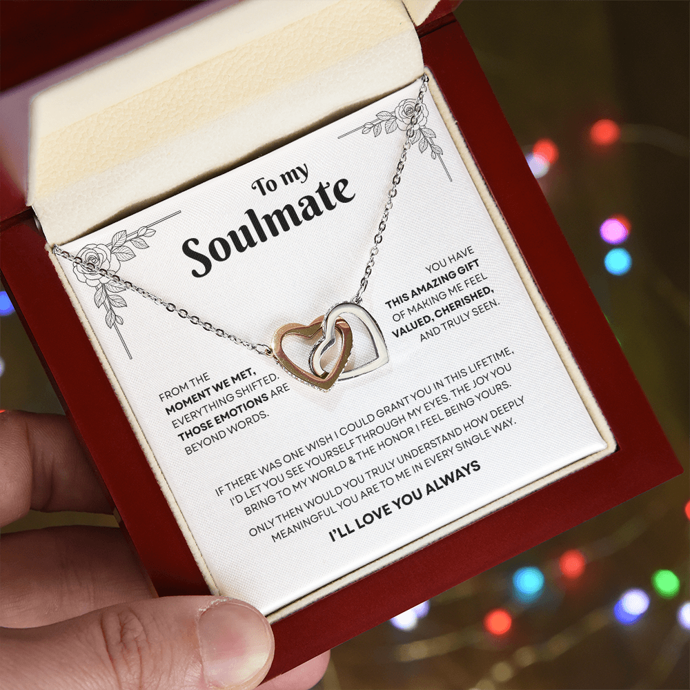 To My Soulmate | A Bond That Means Everything | Interlocking Hearts Necklace