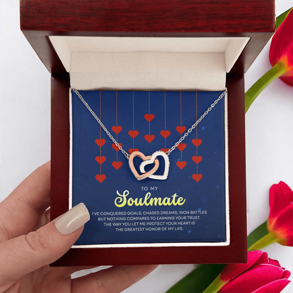 To My Soulmate | With You, Love Makes Sense | Interlocking Hearts Necklace