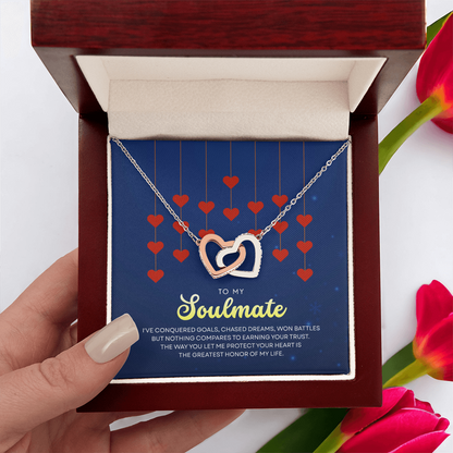 To My Soulmate | With You, Love Makes Sense | Interlocking Hearts Necklace
