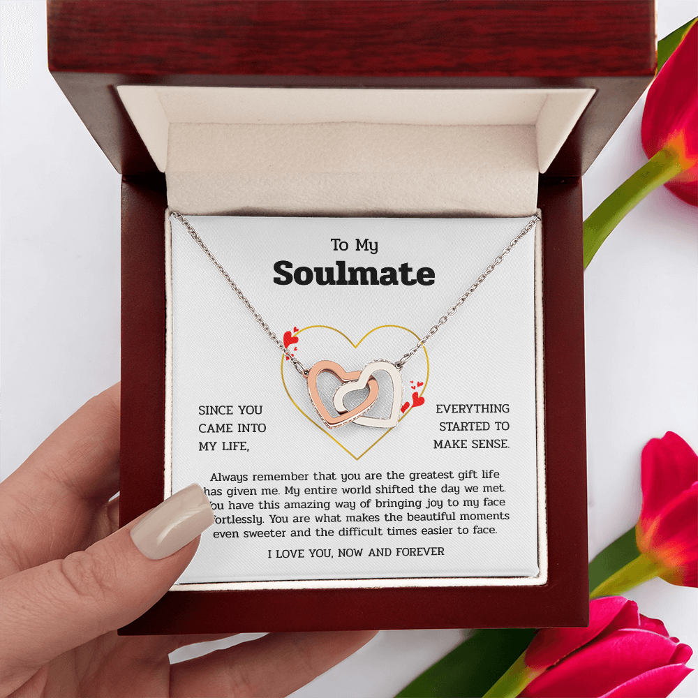 To My Soulmate | You Are My Greatest Gift | Interlocking Hearts Necklace
