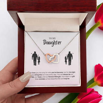 To My Daughter | You Make Life More Beautiful | Interlocking Hearts Necklace