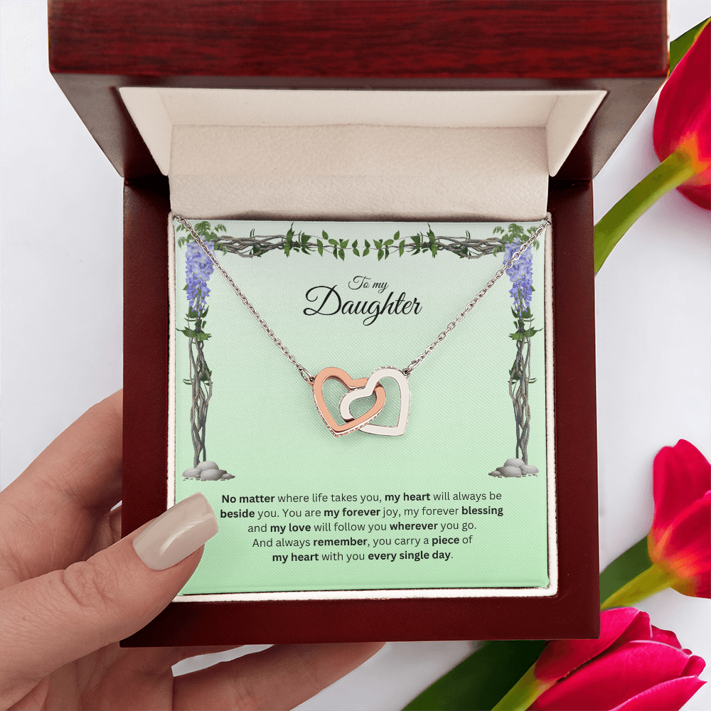 To My Daughter | Your Journey Inspires Me Always | Interlocking Hearts Necklace