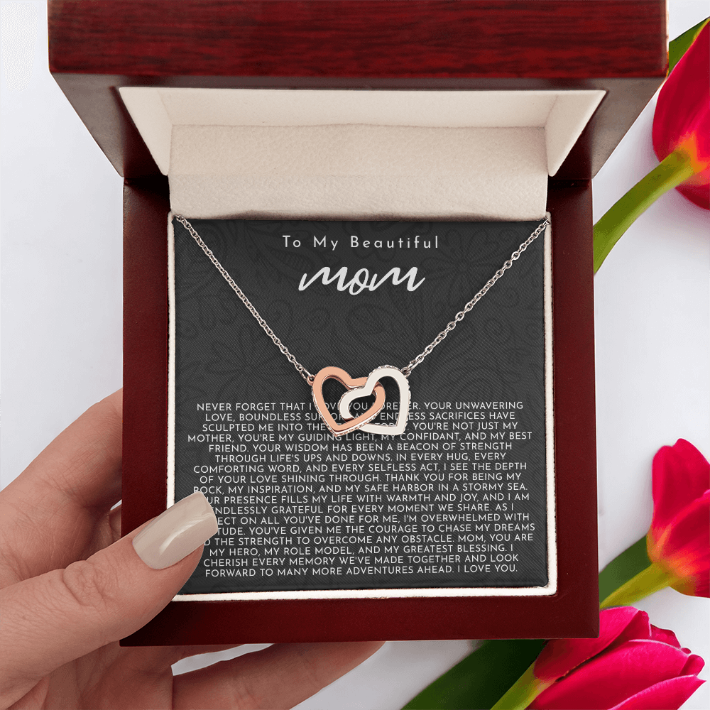 To My Mom | My Guiding Light | Interlocking Hearts Necklace