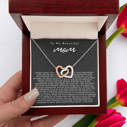To My Mom | My Guiding Light | Interlocking Hearts Necklace