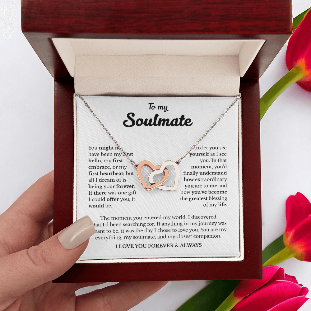 To My Soulmate | A Love Meant to Be | Interlocking Hearts Necklace