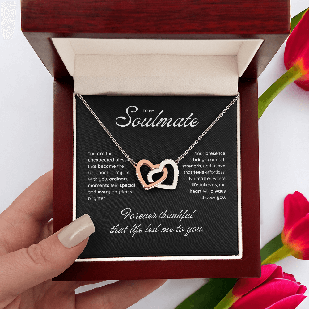 To My Soulmate | My Heart Found Its Match | Interlocking Hearts Necklace