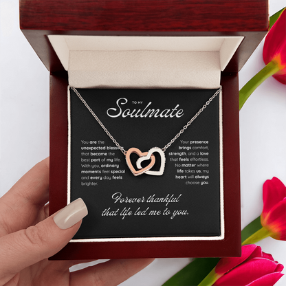 To My Soulmate | My Heart Found Its Match | Interlocking Hearts Necklace