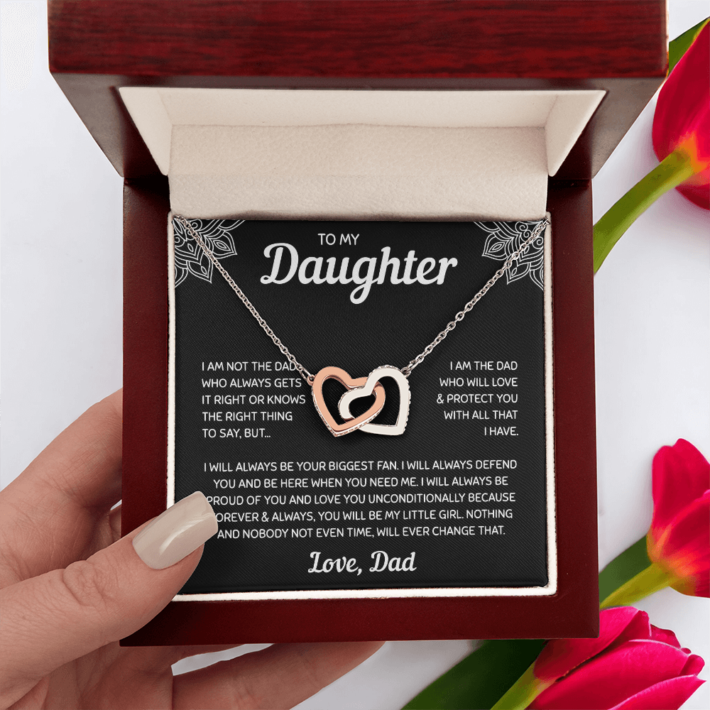 To My Daughter | A Father's Forever Love | Interlocking Hearts Necklace