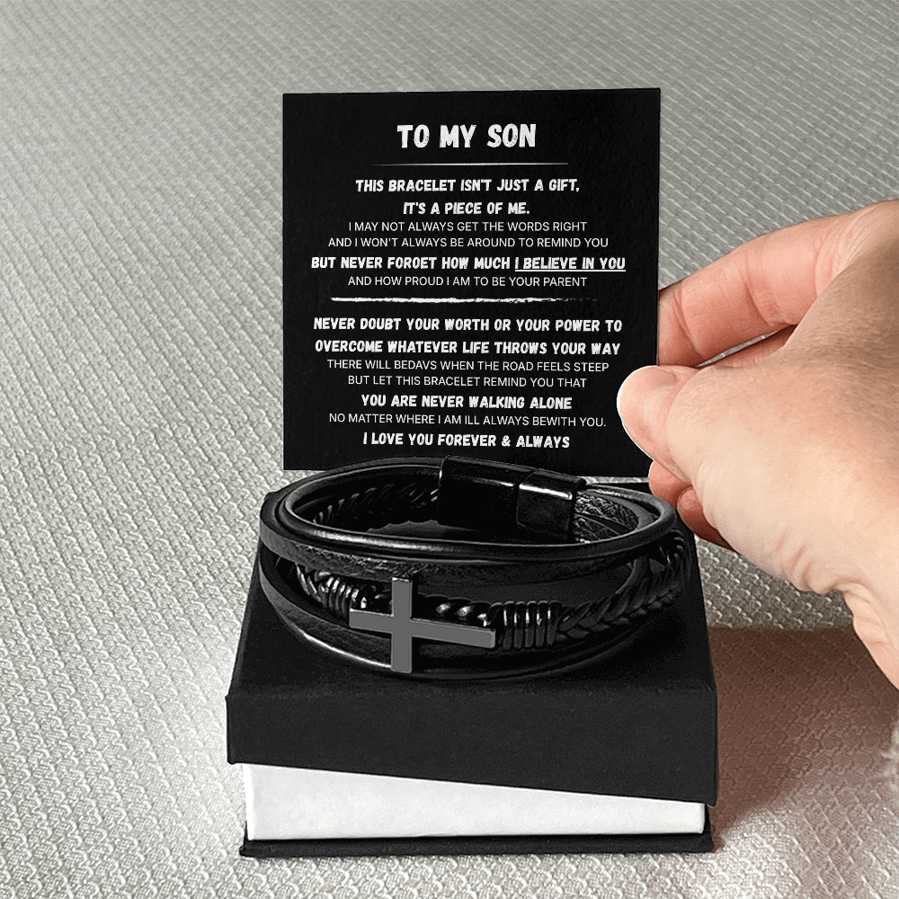 To My Son | Always With You | Men's Cross Bracelet