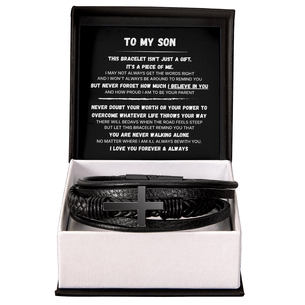 To My Son | Always With You | Men's Cross Bracelet
