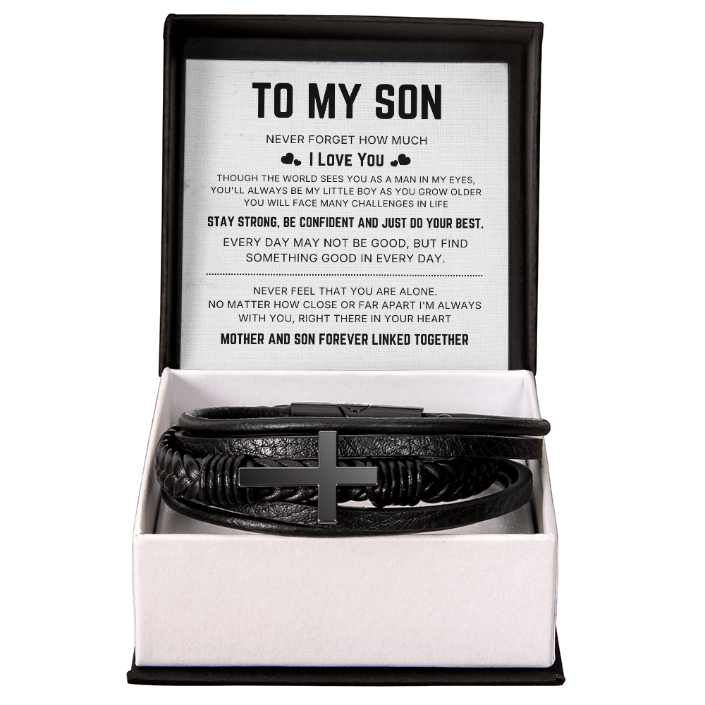 To My Son – Stay Strong Be Confident – Cross Bracelet