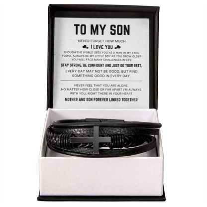 To My Son – Stay Strong Be Confident – Cross Bracelet