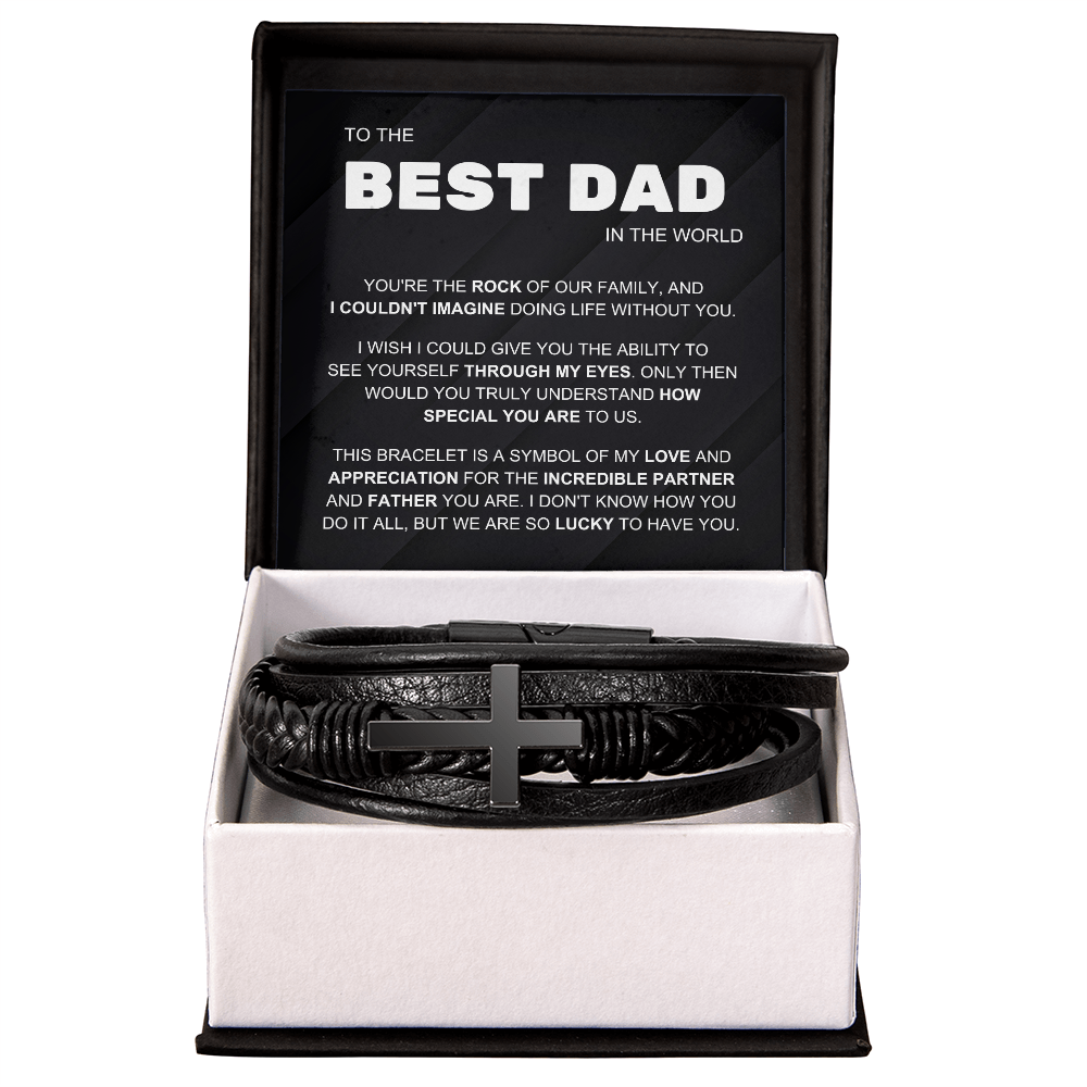 To the Best Dad – Lucky to Have You – Cross Bracelet