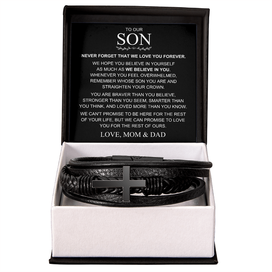 To Our Son – We Believe in You – Cross Bracelet