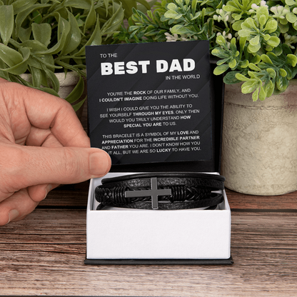 To the Best Dad – Lucky to Have You – Cross Bracelet