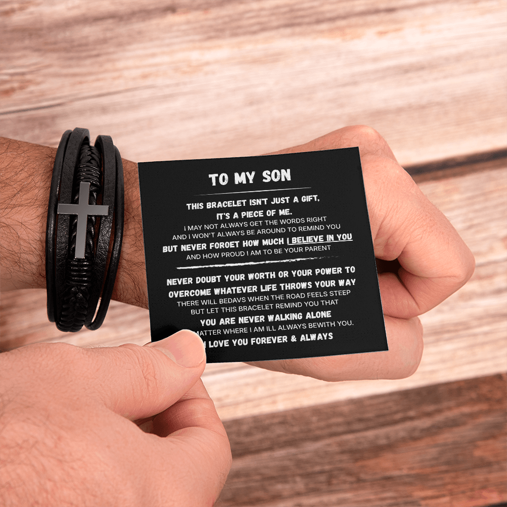 To My Son | Always With You | Men's Cross Bracelet