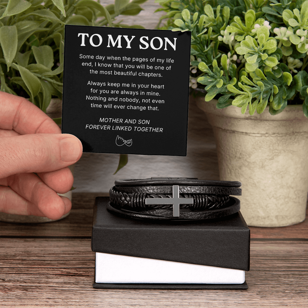 To My Son – Always in My Heart – Cross Bracelet