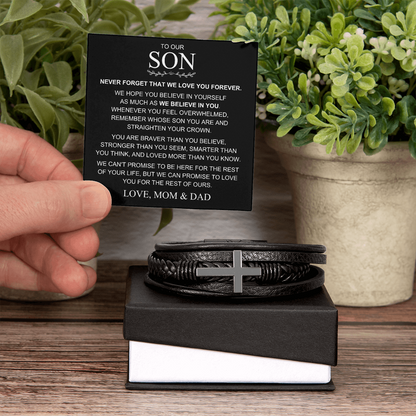 To Our Son – We Believe in You – Cross Bracelet