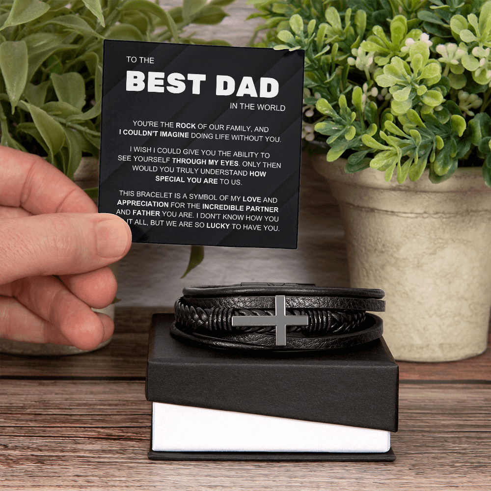 To the Best Dad – Lucky to Have You – Cross Bracelet