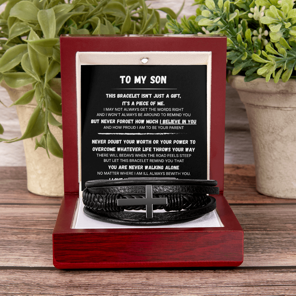 To My Son | Always With You | Men's Cross Bracelet