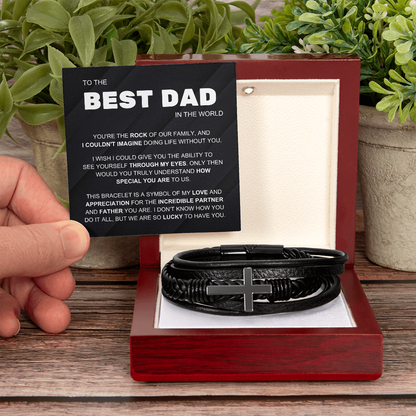 To the Best Dad – Lucky to Have You – Cross Bracelet