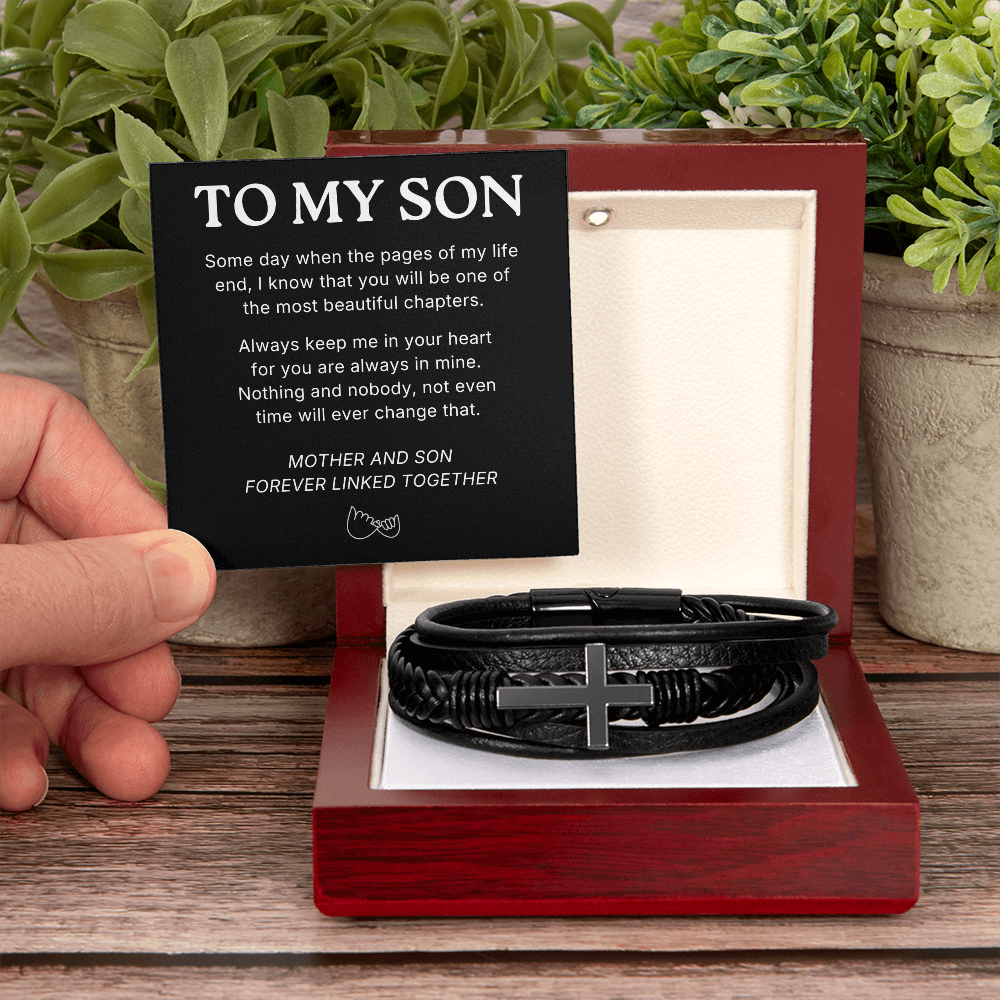 To My Son – Always in My Heart – Cross Bracelet