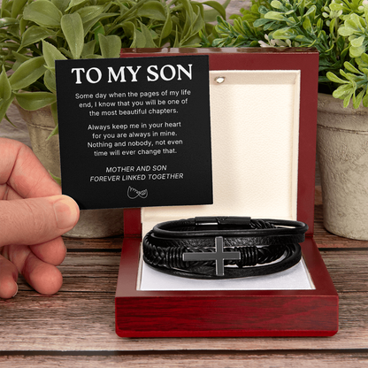 To My Son – Always in My Heart – Cross Bracelet
