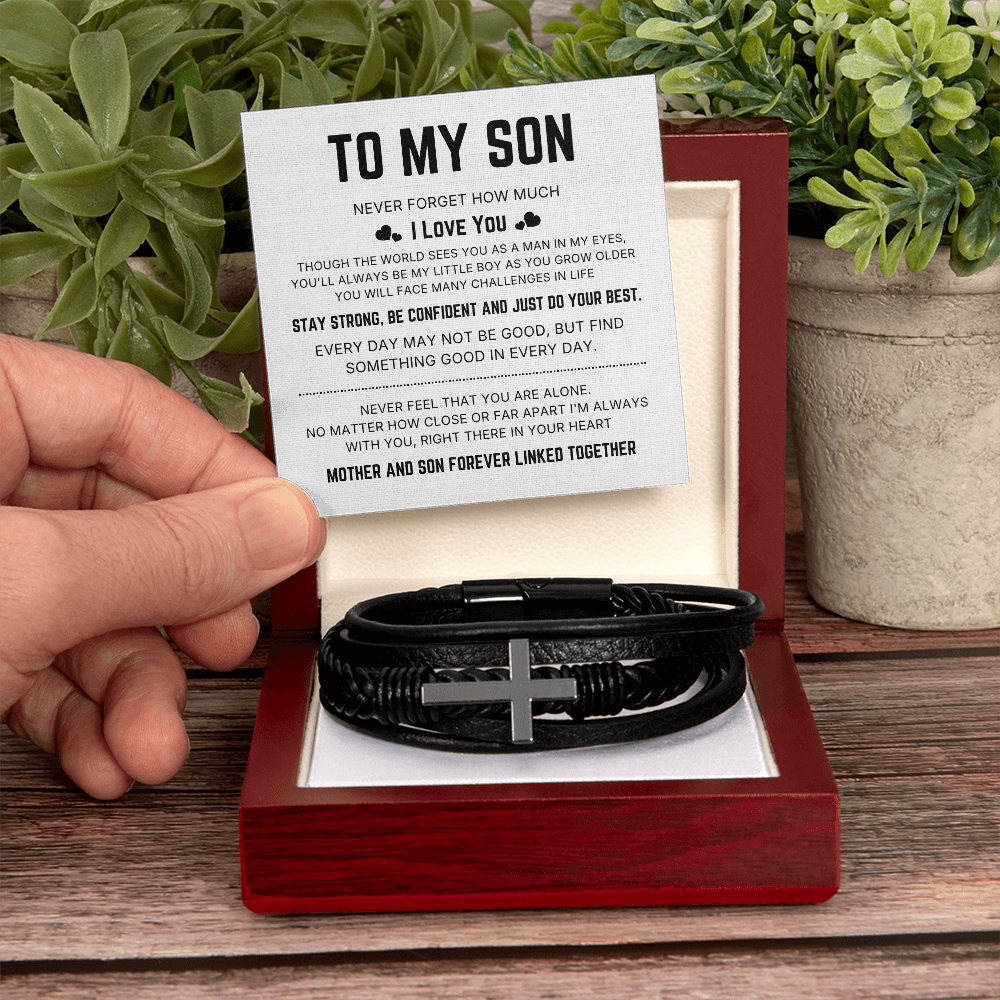 To My Son – Stay Strong Be Confident – Cross Bracelet