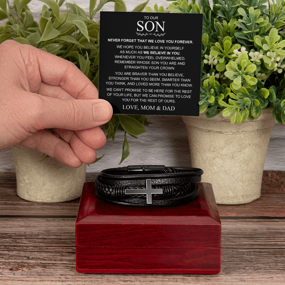 To Our Son – We Believe in You – Cross Bracelet