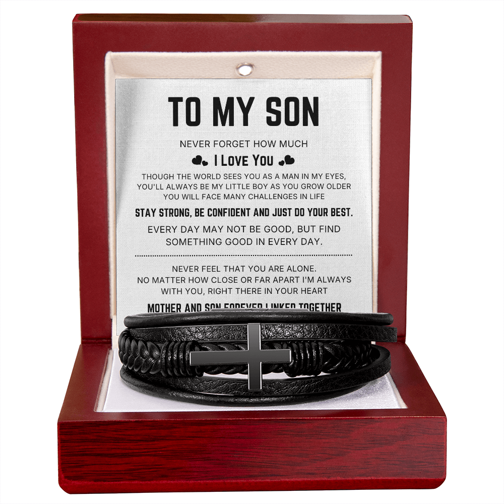 To My Son – Stay Strong Be Confident – Cross Bracelet