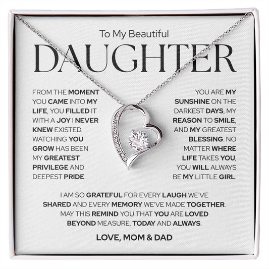 To My Daughter | A Gift of Love From Mom & Dad | Forever Love Necklace