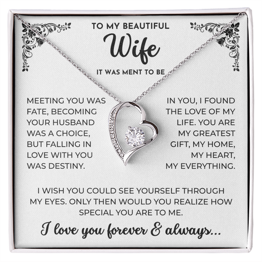 To My Beautiful Wife | It Was Meant to Be | Forever Love Necklace