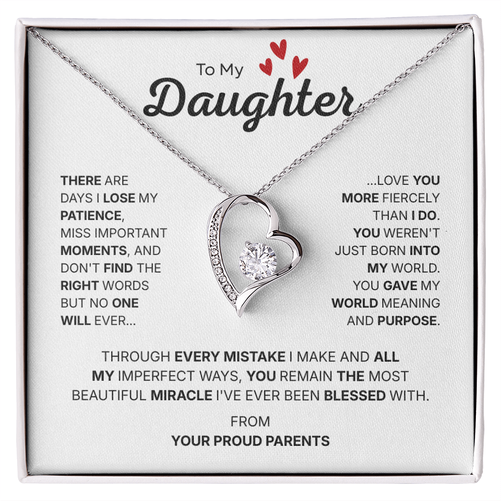 To My Daughter | Our Most Beautiful Miracle | Forever Love Necklace