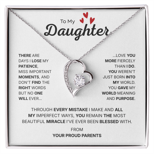 To My Daughter | Our Most Beautiful Miracle | Forever Love Necklace