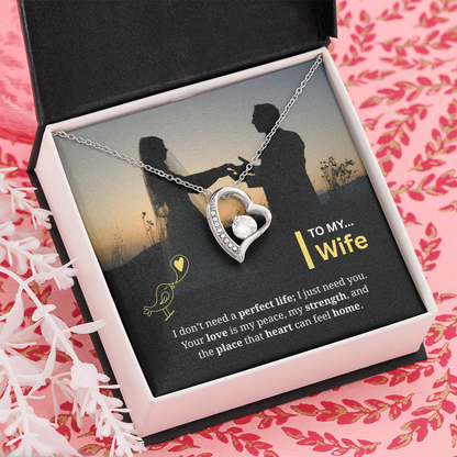 To My Wife | My Heart Feels Home With You | Forever Love Necklace