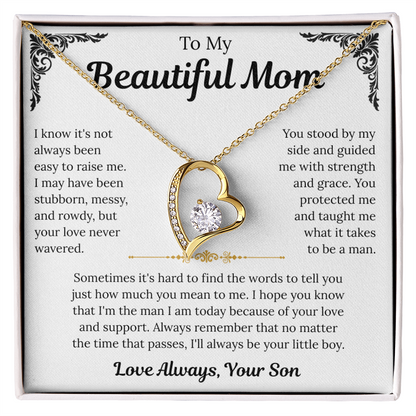 To My Beautiful Mom | Endless Love Always | Forever Love Necklace