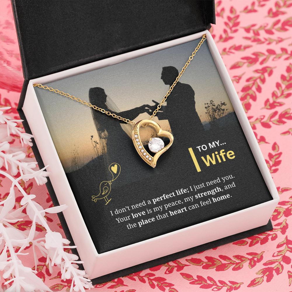 To My Wife | My Heart Feels Home With You | Forever Love Necklace