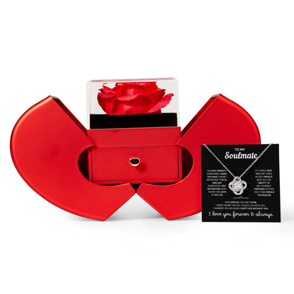 To My Soulmate | A Meaningful Love Gift | Love Knot Necklace with Red Heart Rose Box