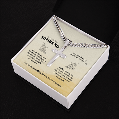 Artisan Cross with Cuban Link Chain – Stainless Steel or Gold-Plated (14K & 18K Options Available)