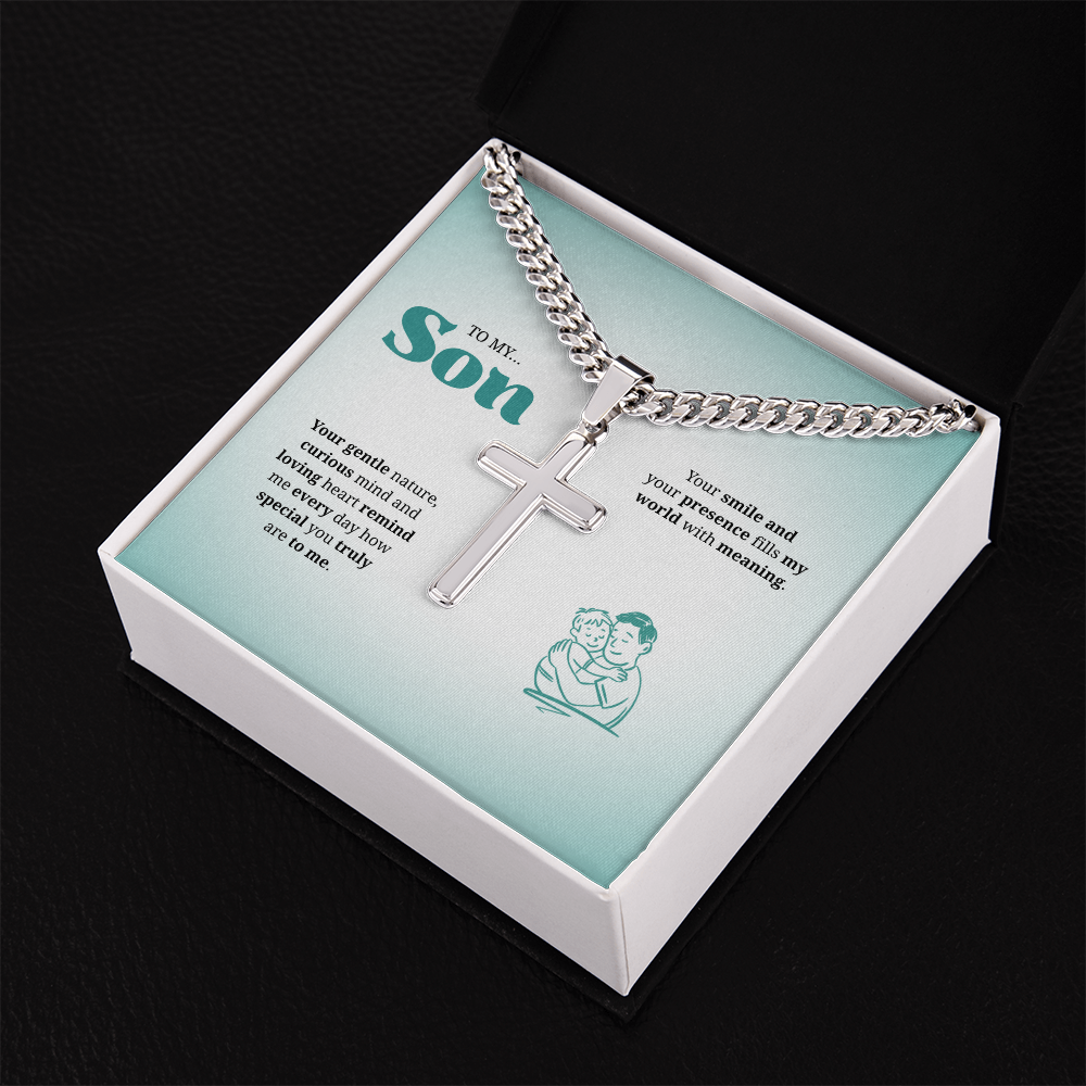 To My Son | You Are Truly Special to Me | Artisan Cross with Cuban Link Chain